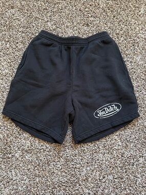 Von Dutch Black Athletic Sweat Shorts with Logo
